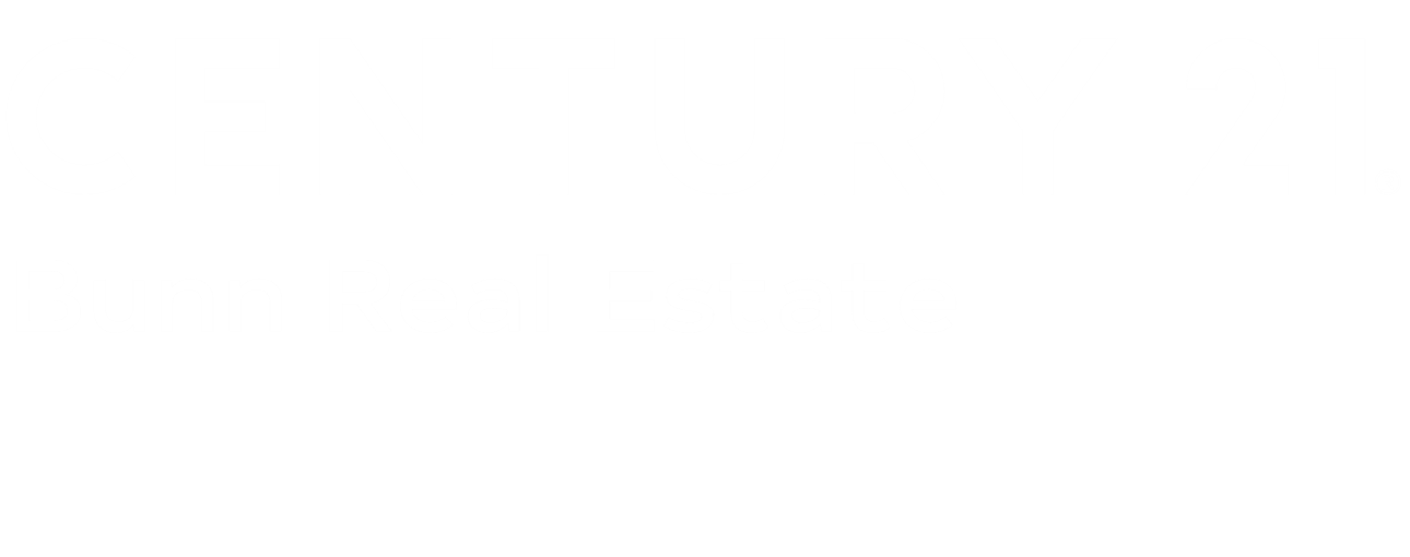 Logo of CENTURY 21 Bunn Real Estate, featuring 'CENTURY 21' in large bold uppercase letters above 'Bunn Real Estate' in smaller uppercase letters, all in a monochrome white font on a white background, indicating a professional real estate company affiliation